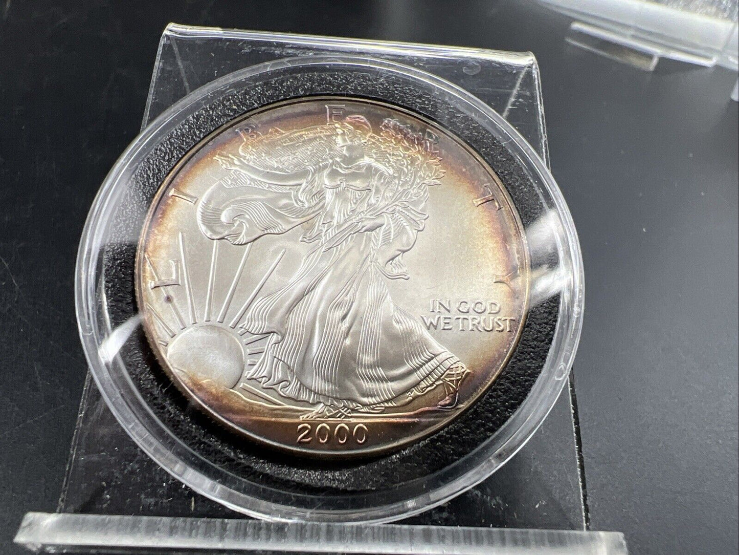 2000 1 Oz ASE American Silver Eagle Coin Gem BU UNC Nice Toning Toner Obverse
