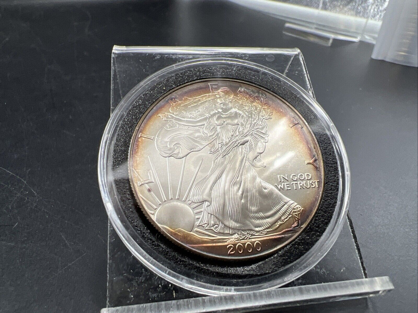 2000 1 Oz ASE American Silver Eagle Coin Gem BU UNC Nice Toning Toner Obverse