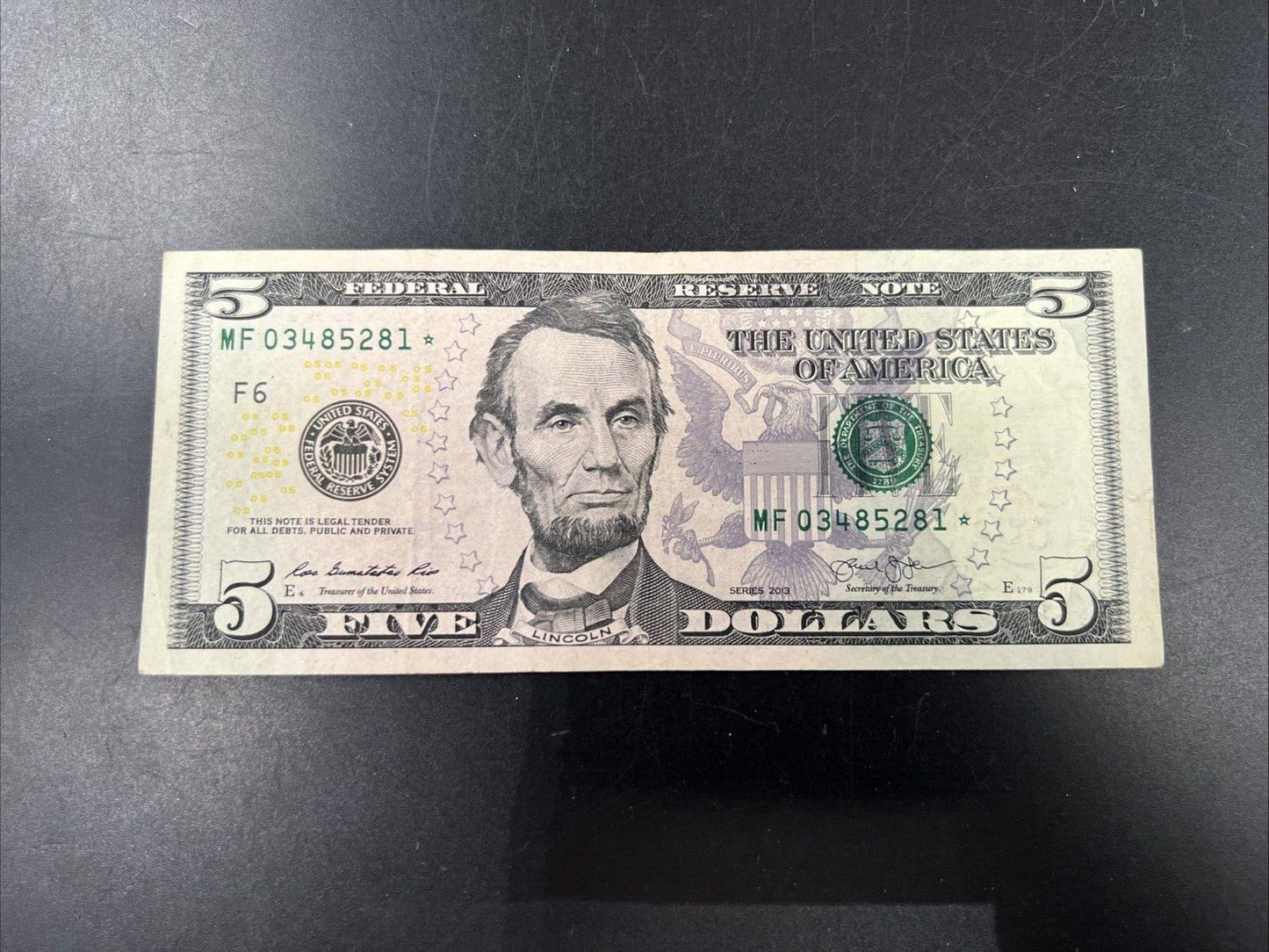 2013 $5 Five Dollar FRN * Star Note Fine Circulated Condition