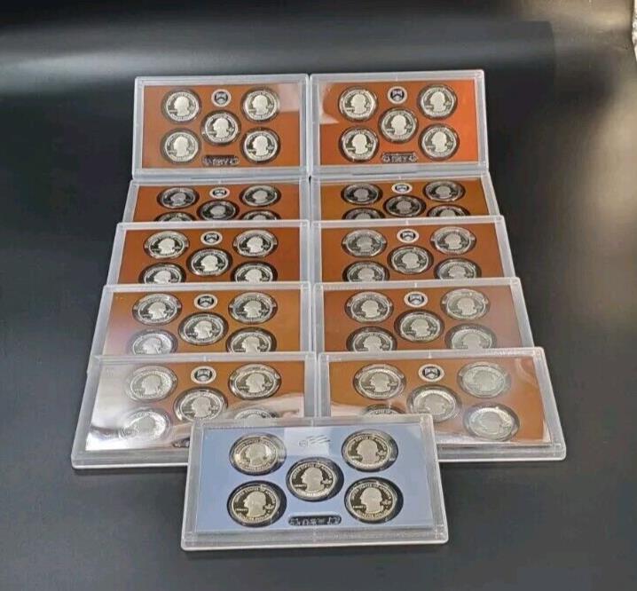 Complete 2010 - 2020 ATB 25c Clad Quarter Proof Set 55 Coins With COA & BOX