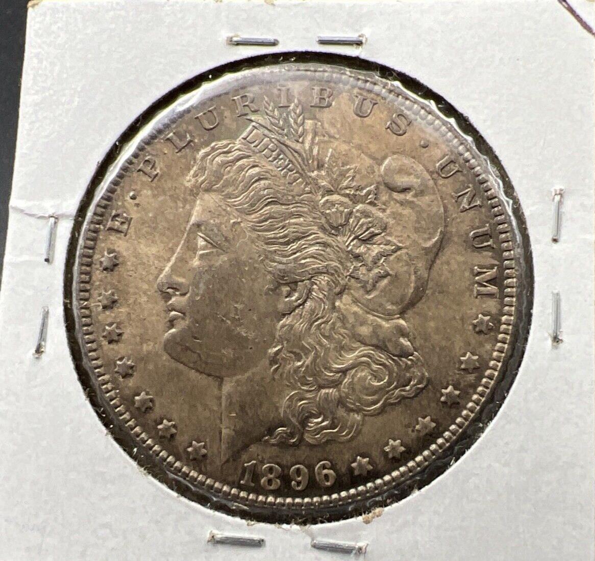 1896 P $1 Morgan Silver Dollar Coin AU About UNC Neat Toning Toner