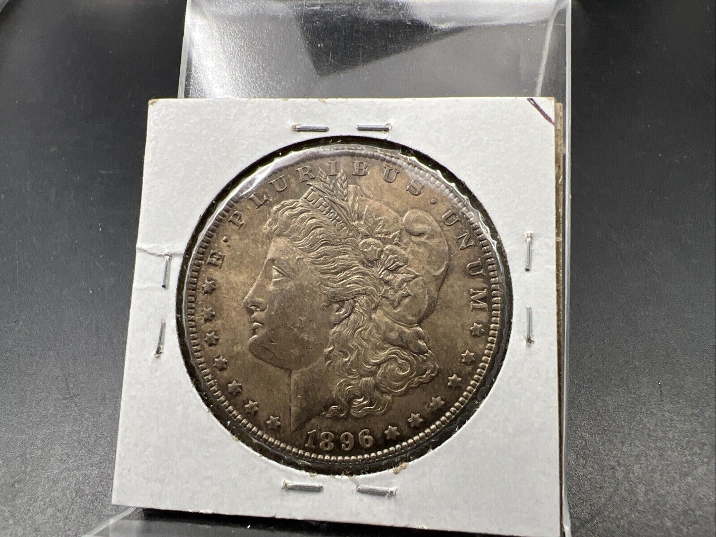 1896 P $1 Morgan Silver Dollar Coin AU About UNC Neat Toning Toner