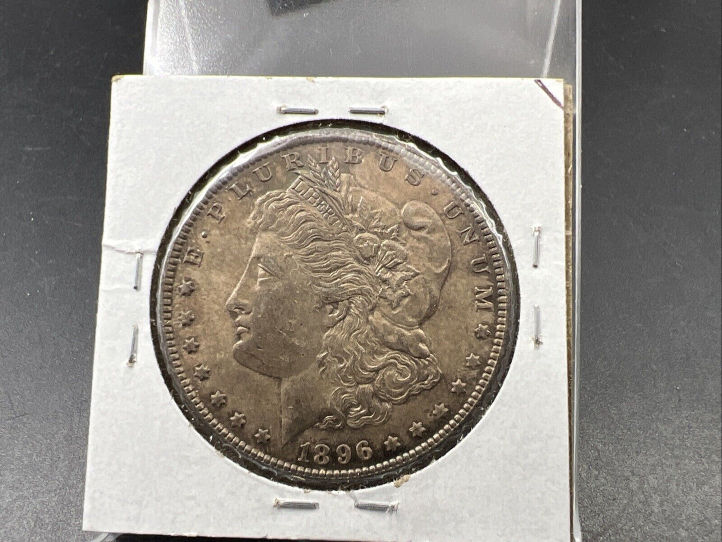 1896 P $1 Morgan Silver Dollar Coin AU About UNC Neat Toning Toner