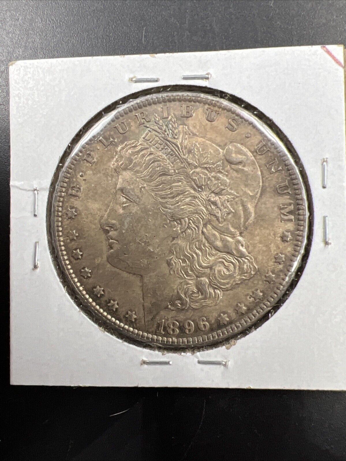 1896 P $1 Morgan Silver Dollar Coin AU About UNC Neat Toning Toner