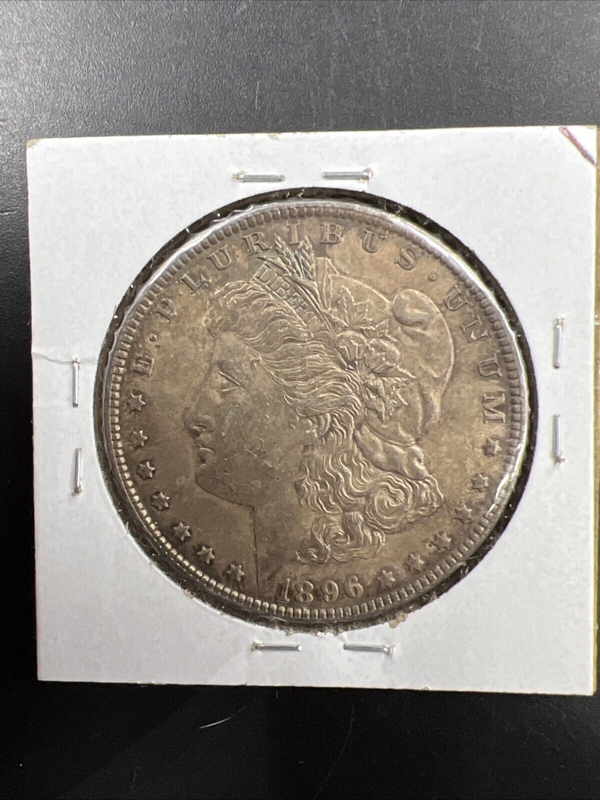 1896 P $1 Morgan Silver Dollar Coin AU About UNC Neat Toning Toner
