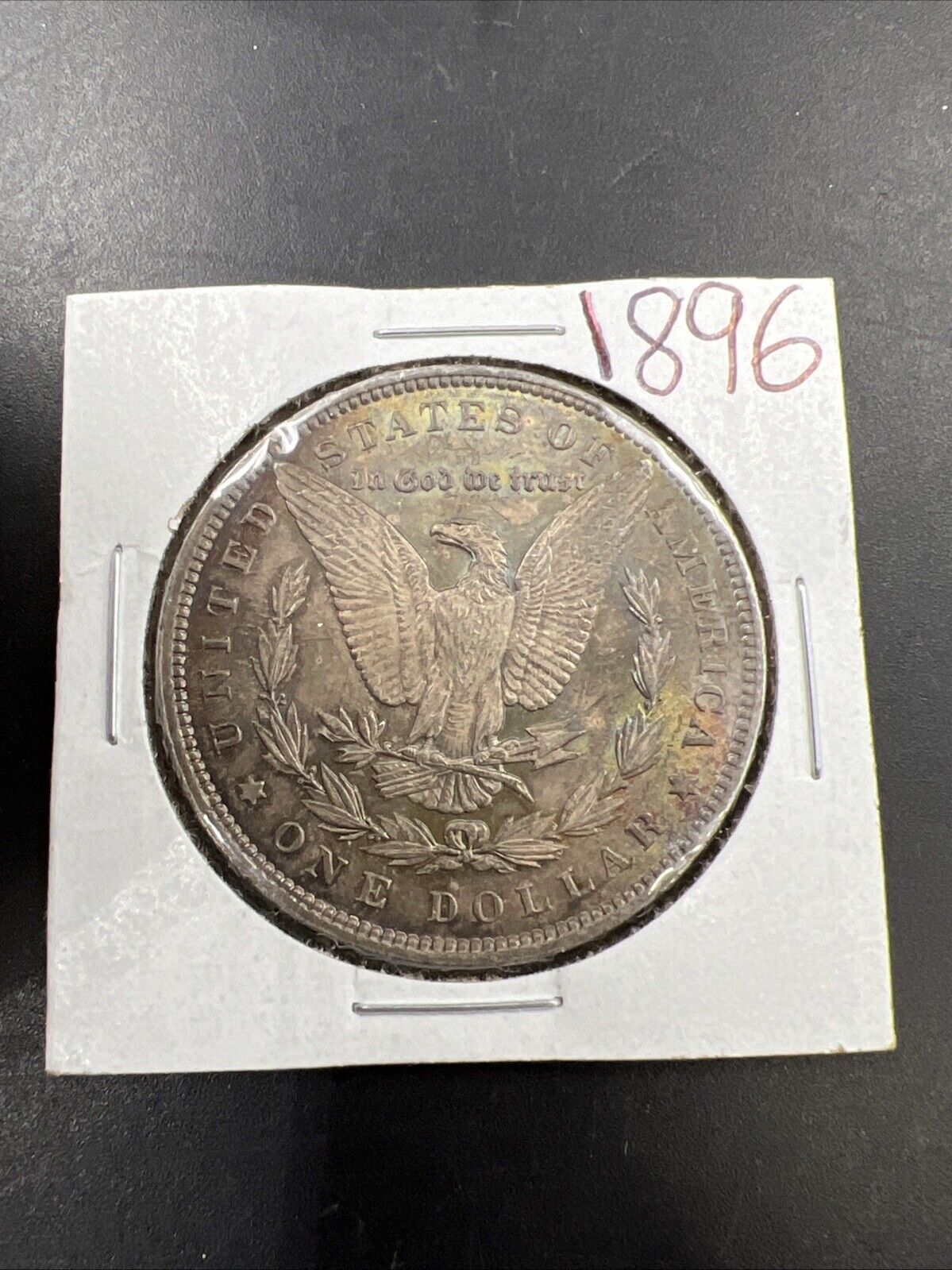 1896 P $1 Morgan Silver Dollar Coin AU About UNC Neat Toning Toner