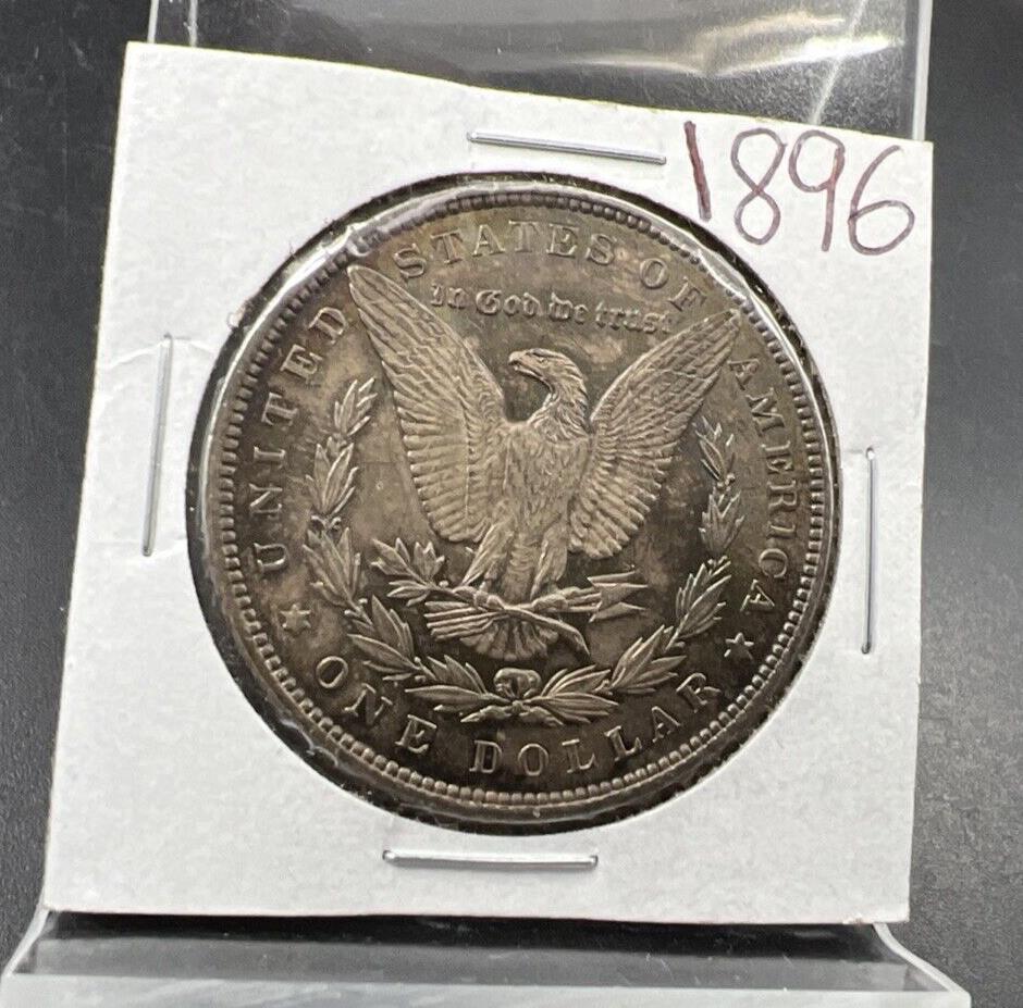 1896 P $1 Morgan Silver Dollar Coin AU About UNC Neat Toning Toner