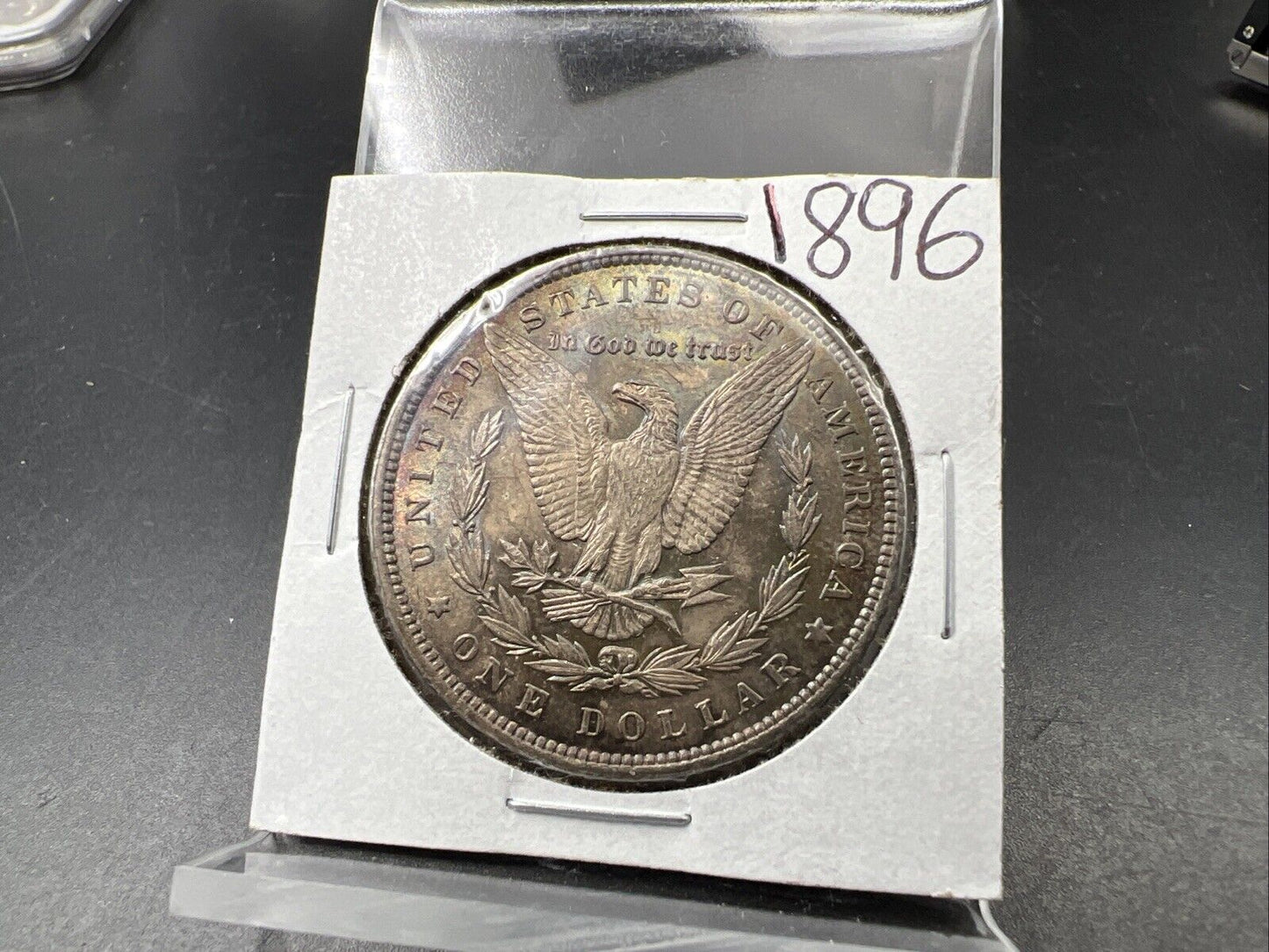 1896 P $1 Morgan Silver Dollar Coin AU About UNC Neat Toning Toner