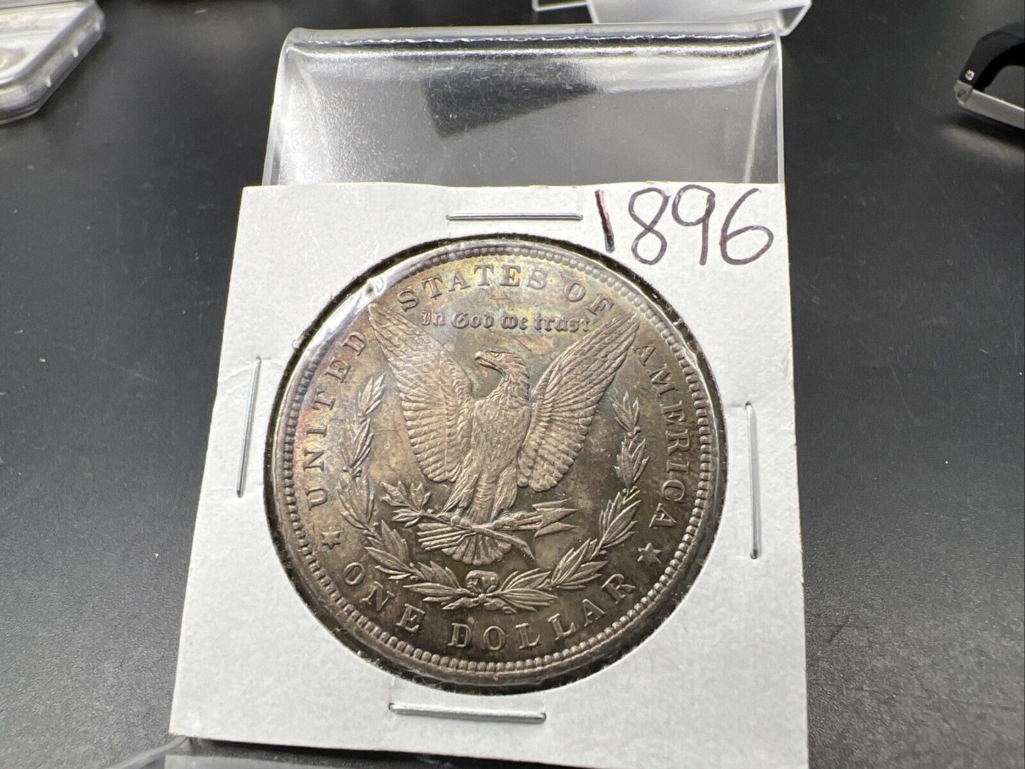 1896 P $1 Morgan Silver Dollar Coin AU About UNC Neat Toning Toner