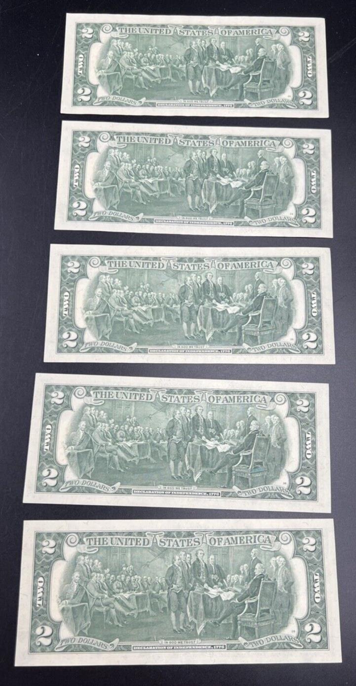 5 Consecutive 1976 Bicentennial Postal FRN Federal Reserve Notes UNC Union City