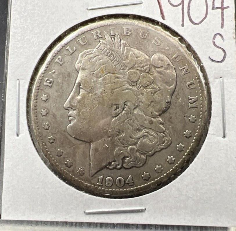 1904 S $1 Morgan Silver Dollar Coin VF Very Fine Circ