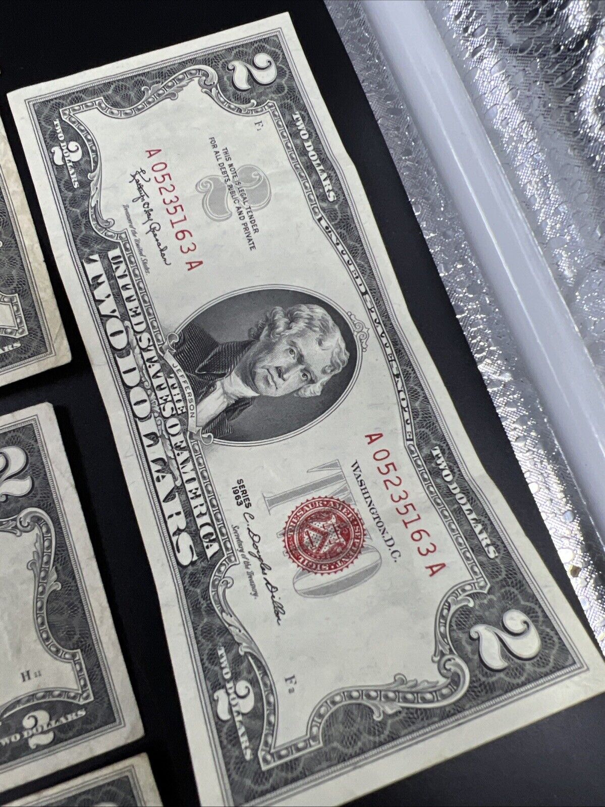 6 NOTE SET 1953 + A B C & 1963 +A $2 Red Seal Legal Tender Currency Bills Circ A