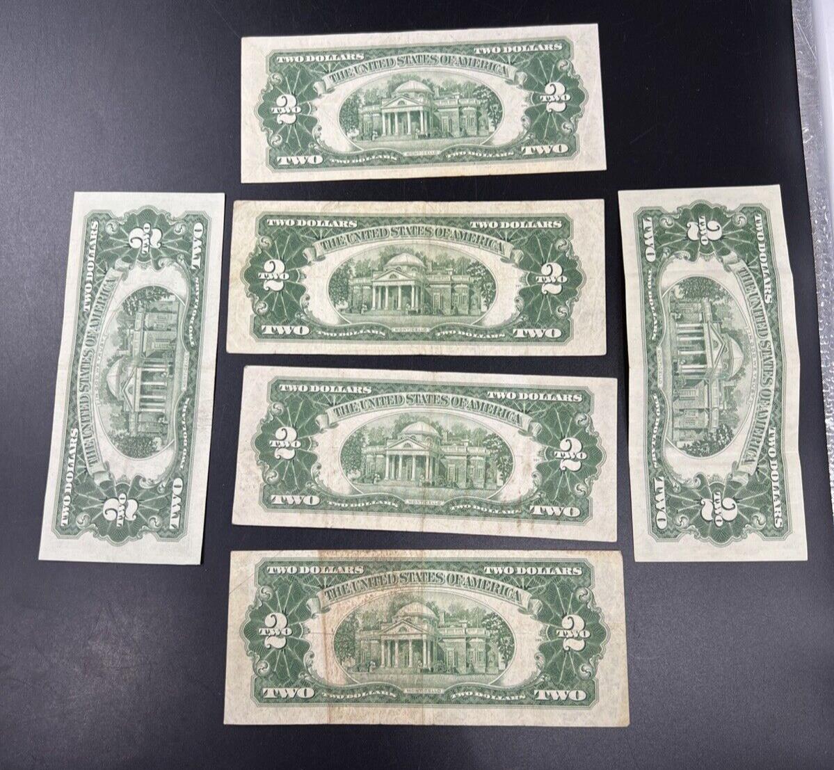 6 NOTE SET 1953 + A B C & 1963 +A $2 Red Seal Legal Tender Currency Bills Circ A