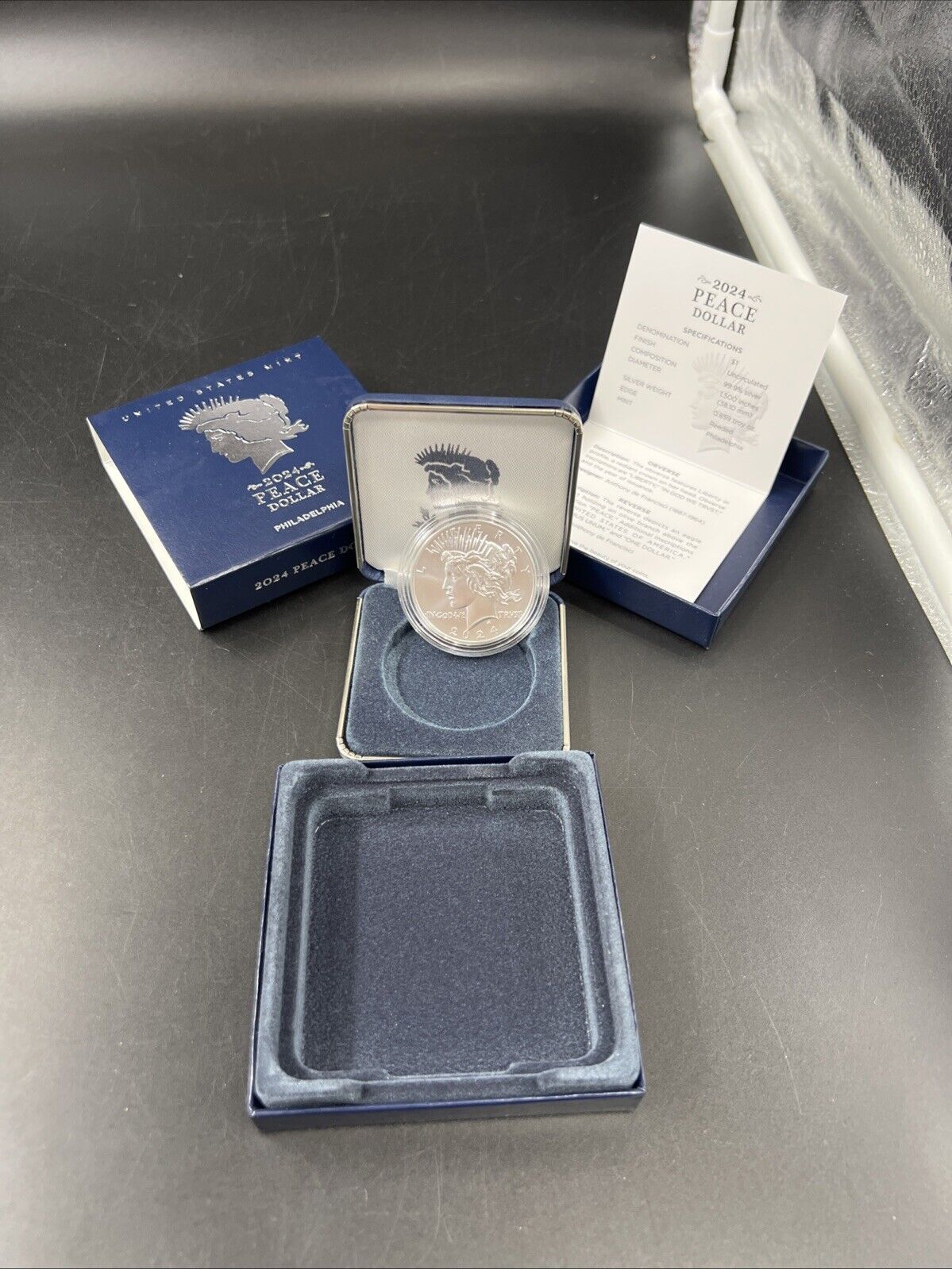 2024 $1 Peace Silver Dollar Coin GEM BU OGP Box & COA