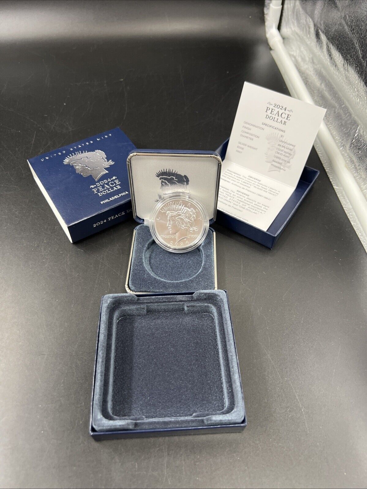 2024 $1 Peace Silver Dollar Coin GEM BU OGP Box & COA