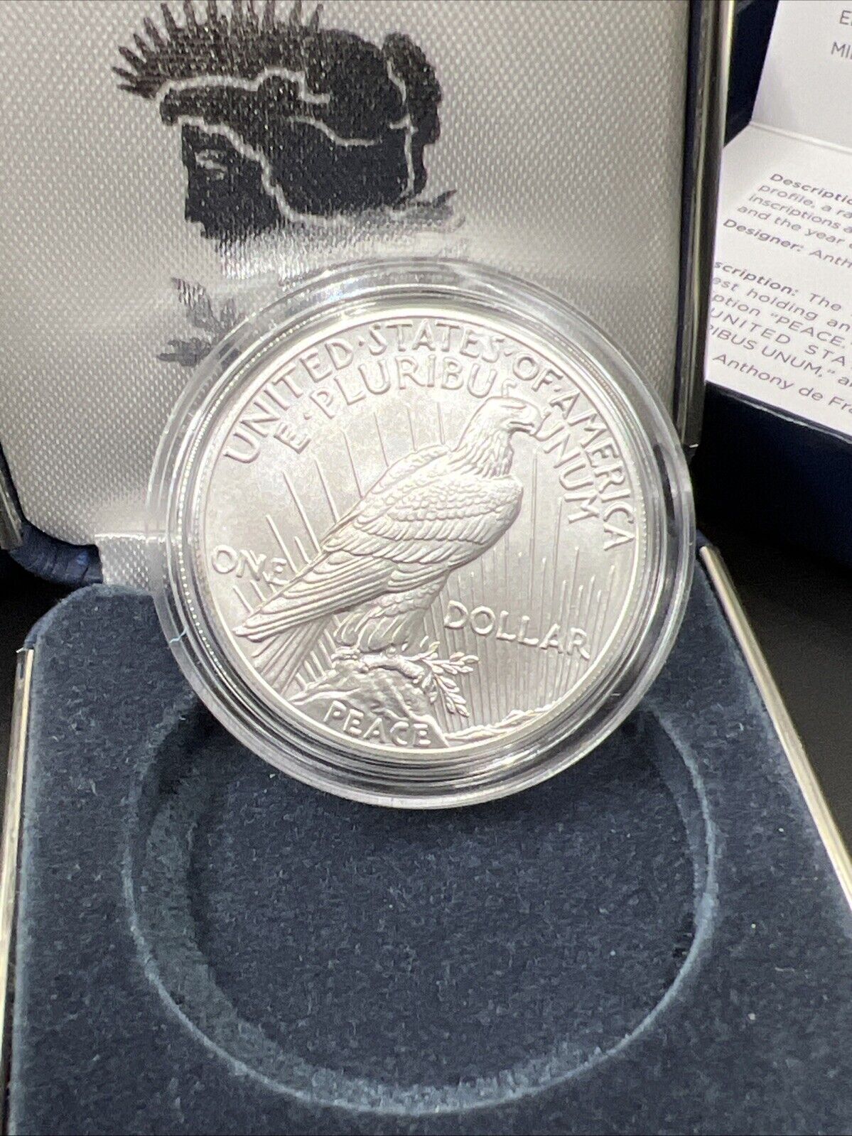 2024 $1 Peace Silver Dollar Coin GEM BU OGP Box & COA