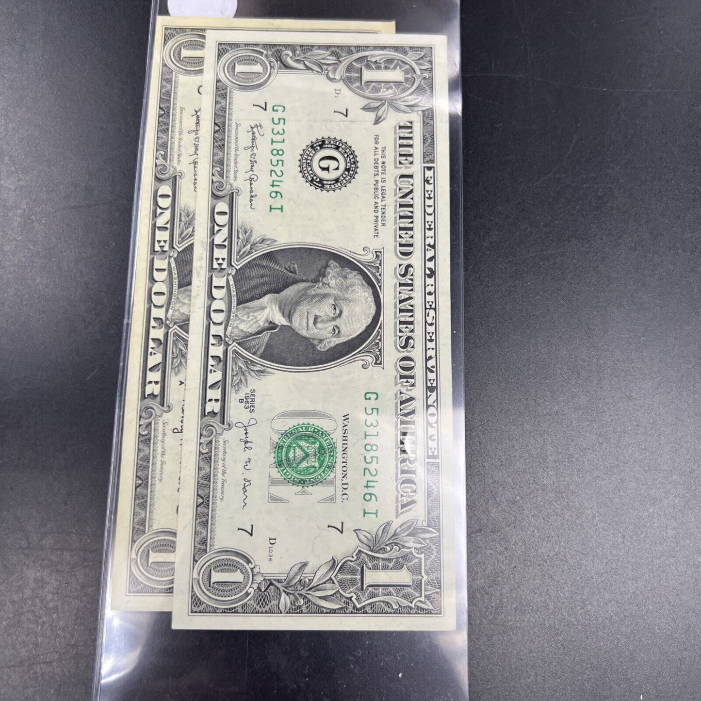2 Note Set 1963 A & 1963 B Fowler & Barr FRN $1 One Dollar Bills VF Circ #46I
