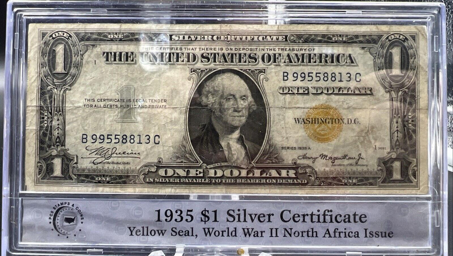 1935 $1 North Africa Emergency Issue Silver Certificate Fine Circ Neat Serial #