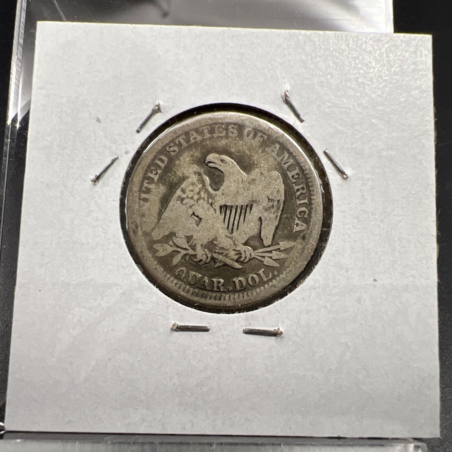 1856 25c Liberty Seated Quarter Silver Coin G Details W J S Counterstamped