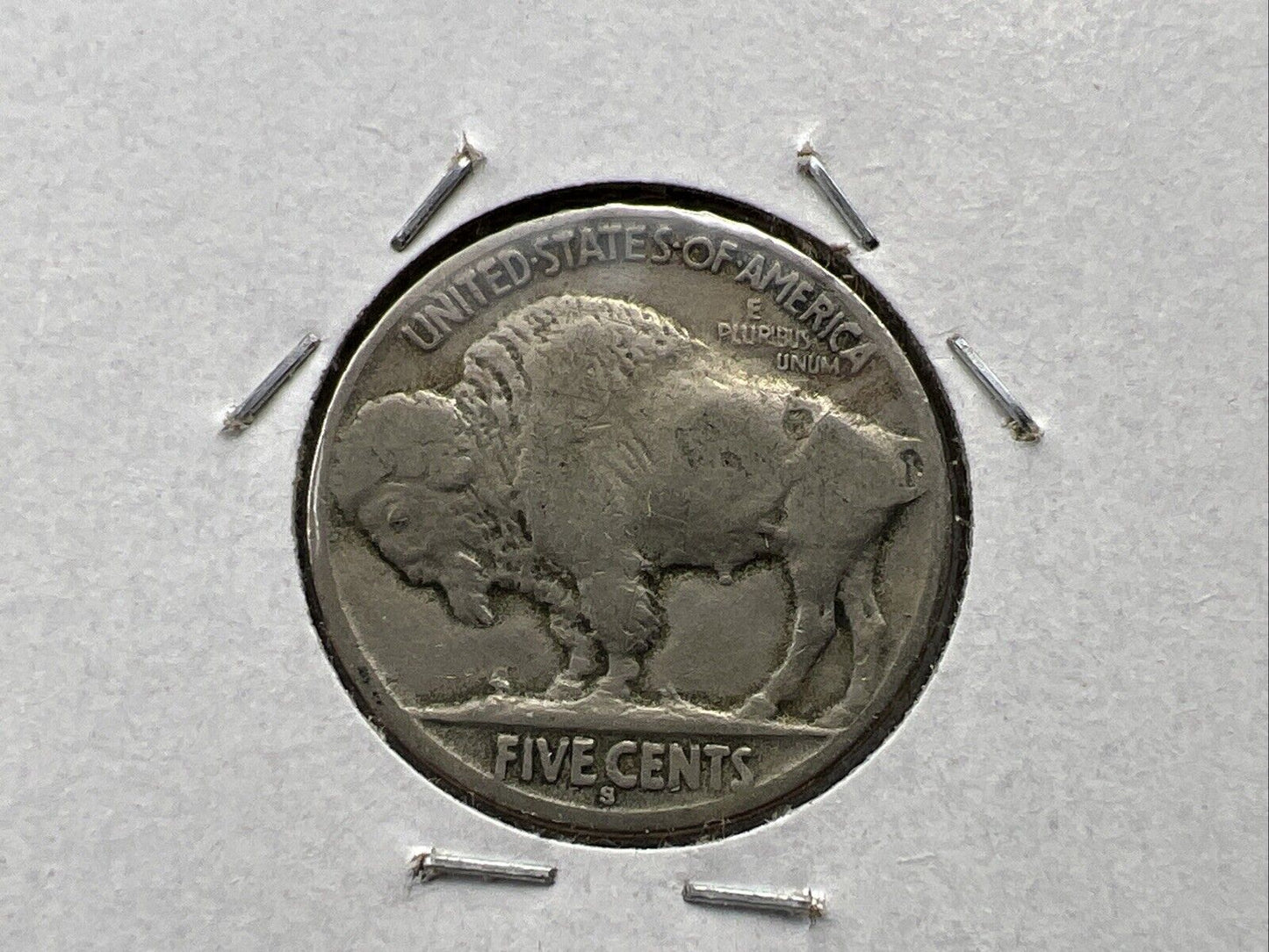 1917 S 5c Buffalo Nickel Coin FS-401 Two Feathers Variety CH VG / Fine Circ