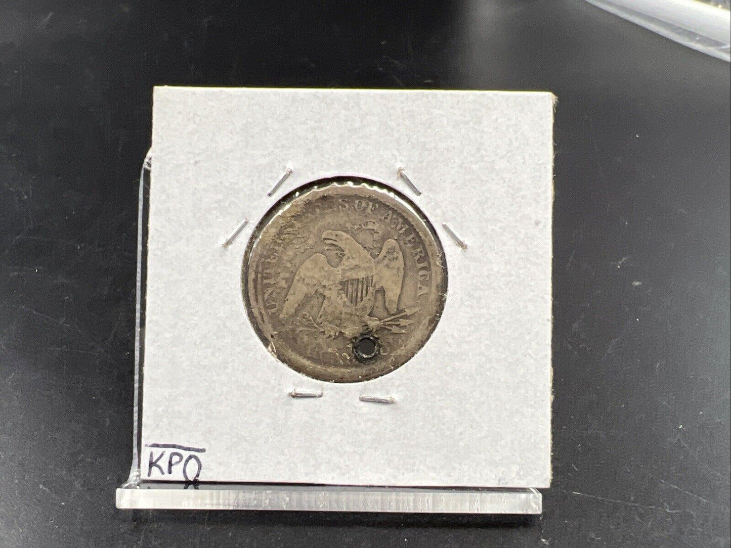 1869 P 25c Liberty Seated Quarter Coin VG Details HOLED - Key Date