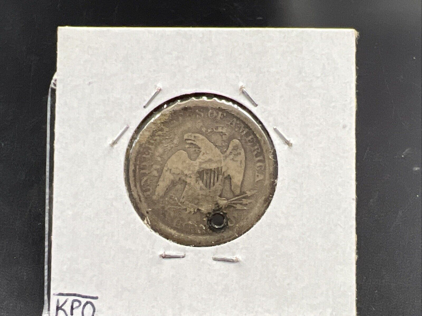 1869 P 25c Liberty Seated Quarter Coin VG Details HOLED - Key Date