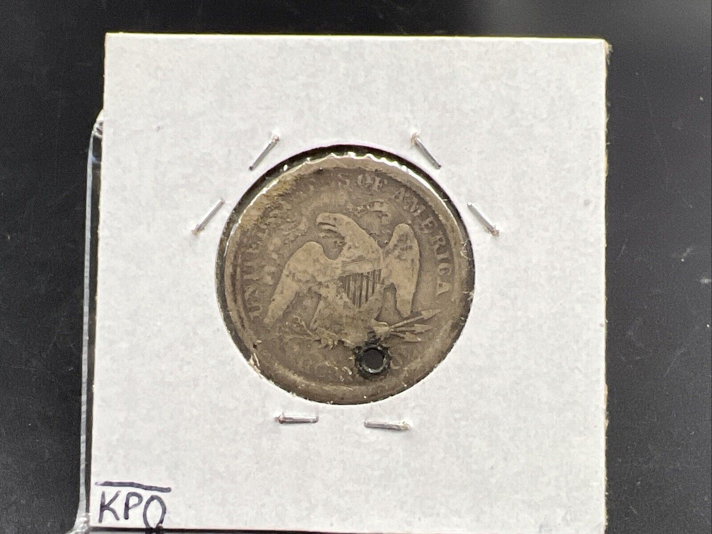 1869 P 25c Liberty Seated Quarter Coin VG Details HOLED - Key Date