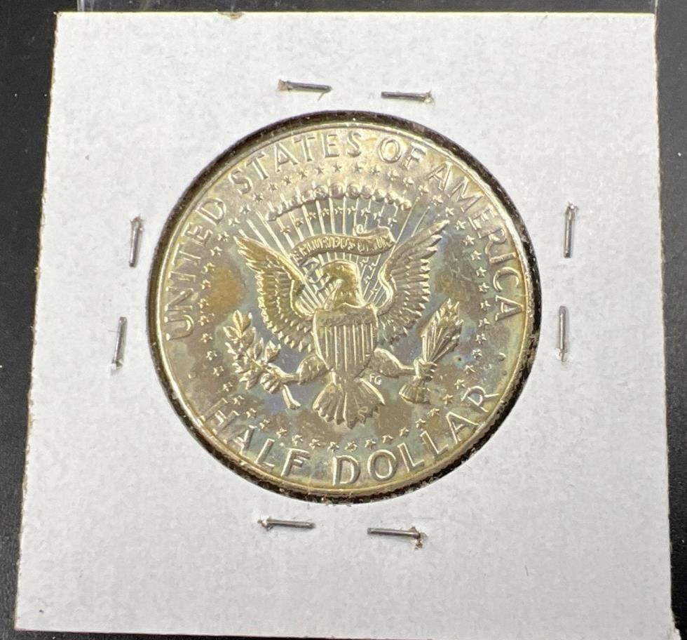 1968 D 50c Kennedy 40% Silver Coin AU Details AT Neat AT Toner