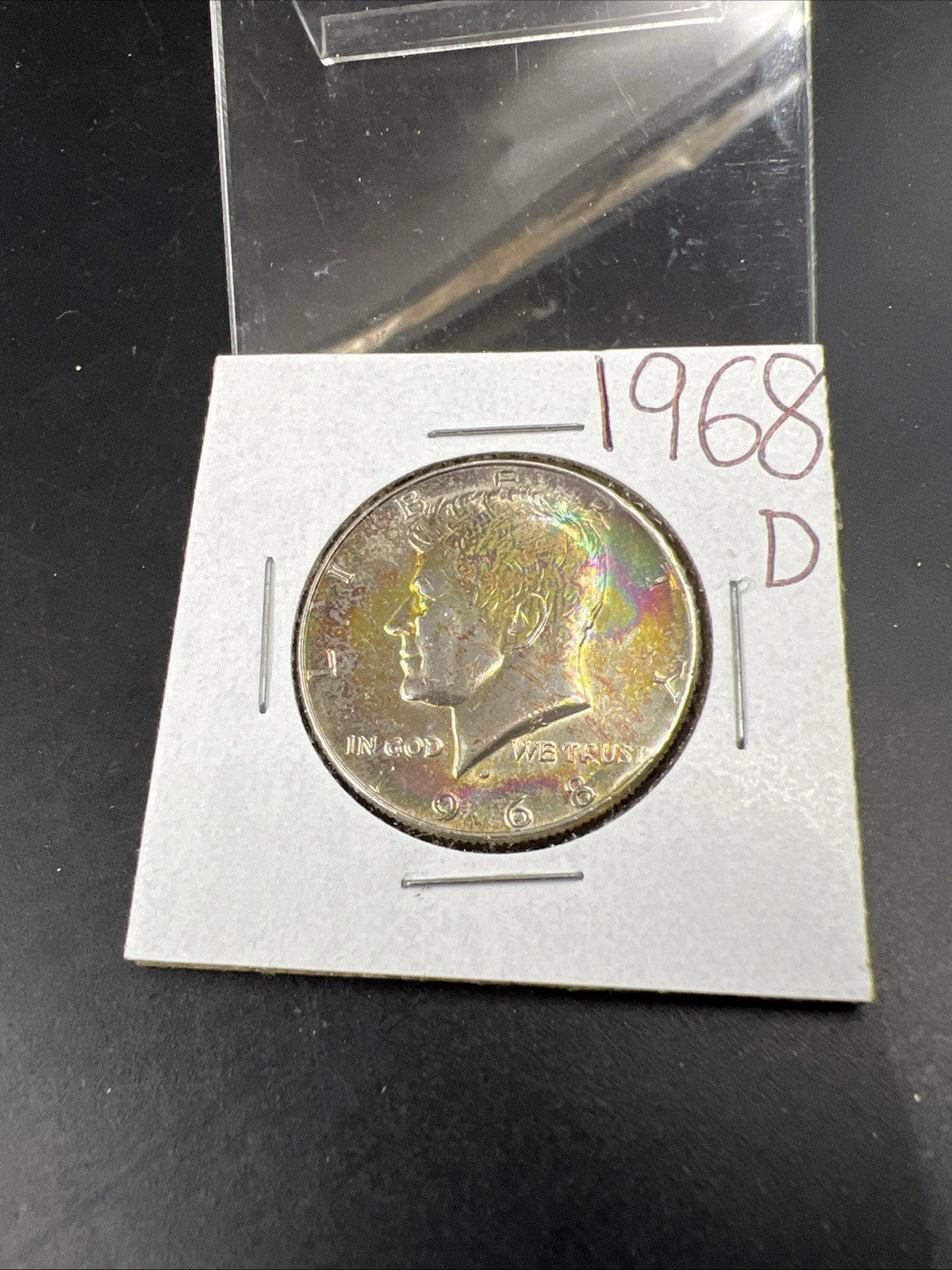 1968 D 50c Kennedy 40% Silver Coin AU Details AT Neat AT Toner