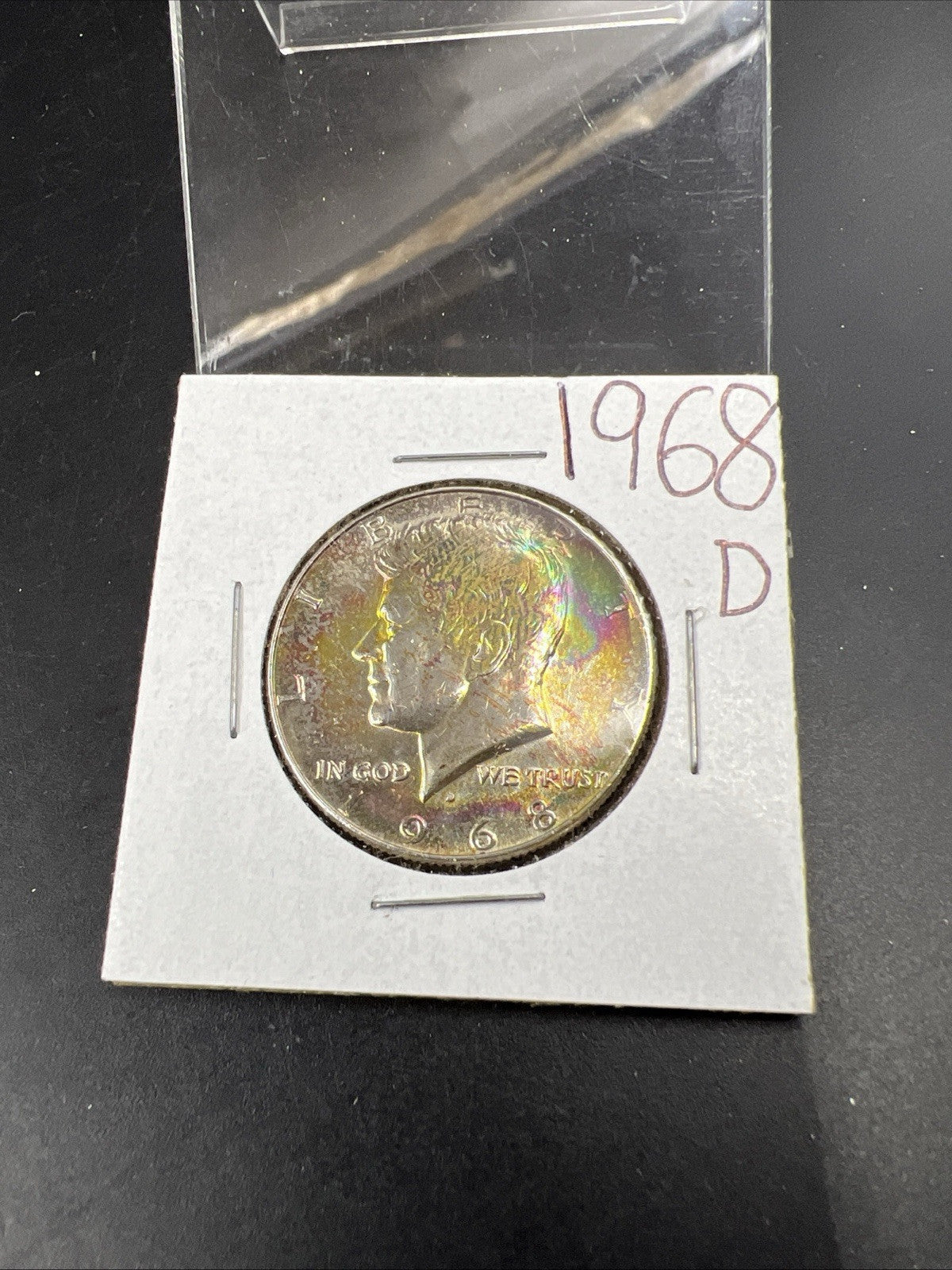 1968 D 50c Kennedy 40% Silver Coin AU Details AT Neat AT Toner