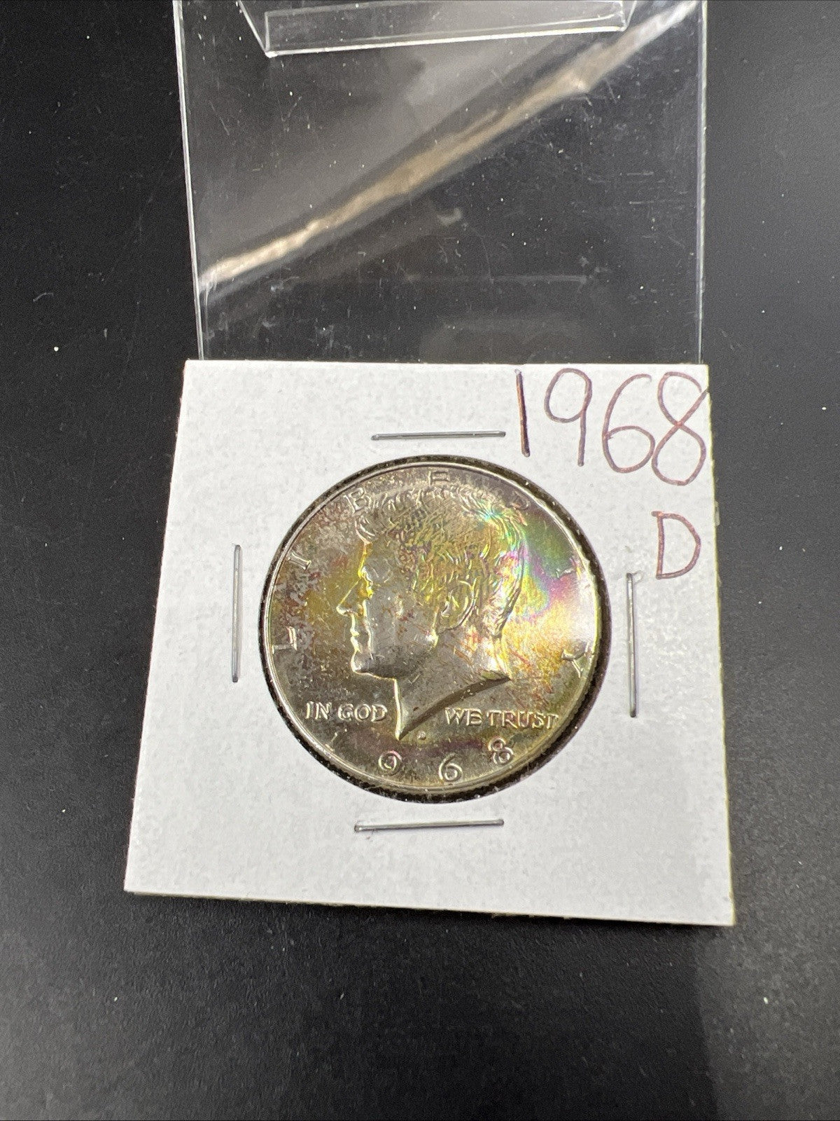 1968 D 50c Kennedy 40% Silver Coin AU Details AT Neat AT Toner