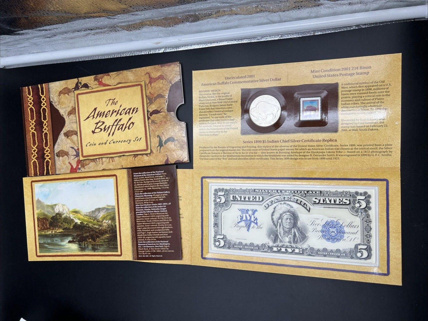 2001 American Buffalo Commemorative Coin And Currency Set Used OGP