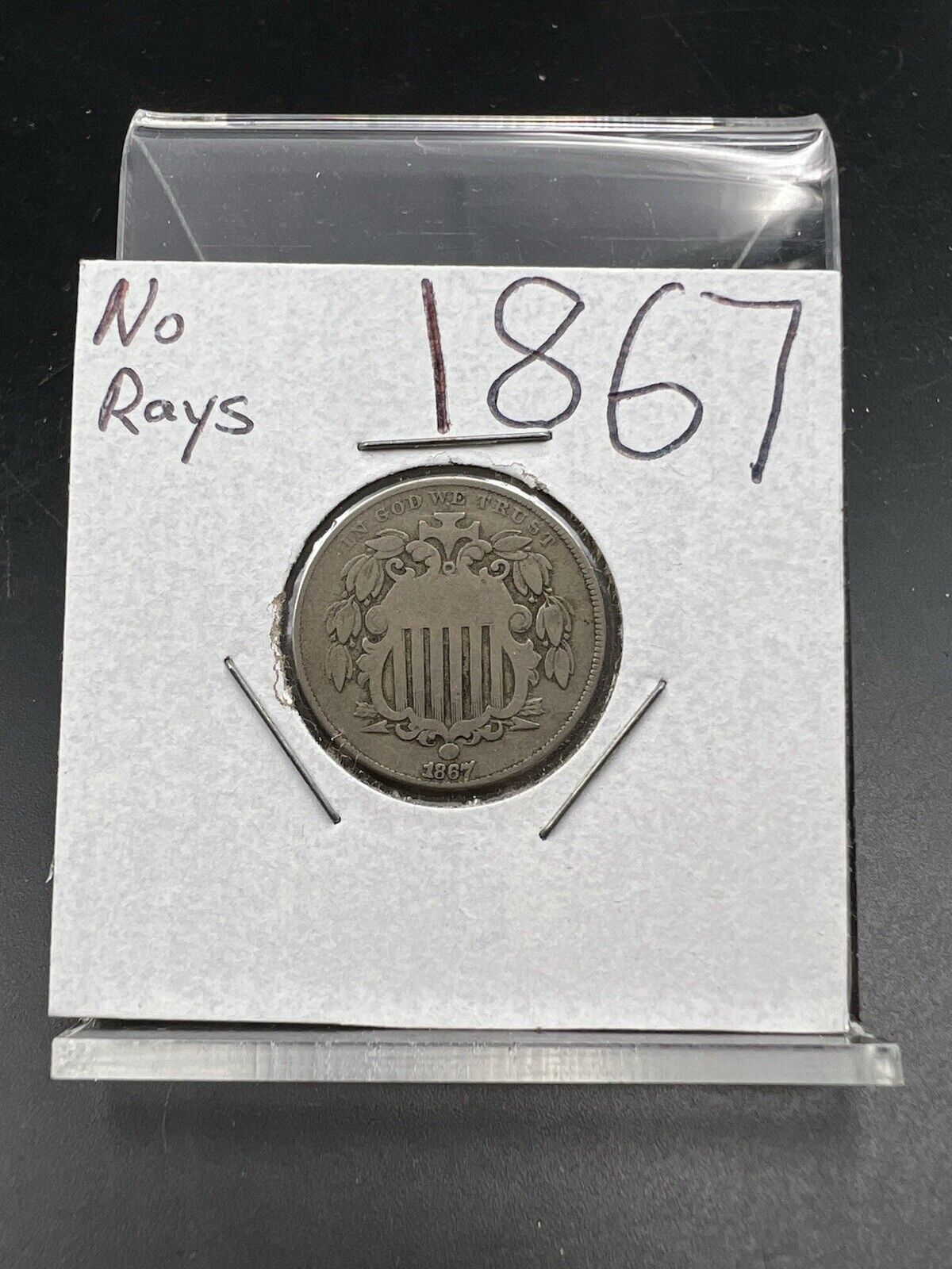 1867 5c No Rays Shield Nickel Coin Choice Fine Circ