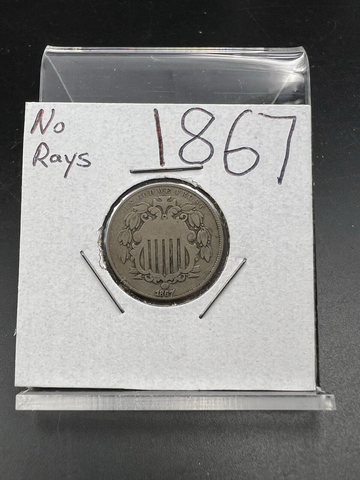 1867 5c No Rays Shield Nickel Coin Choice Fine Circ