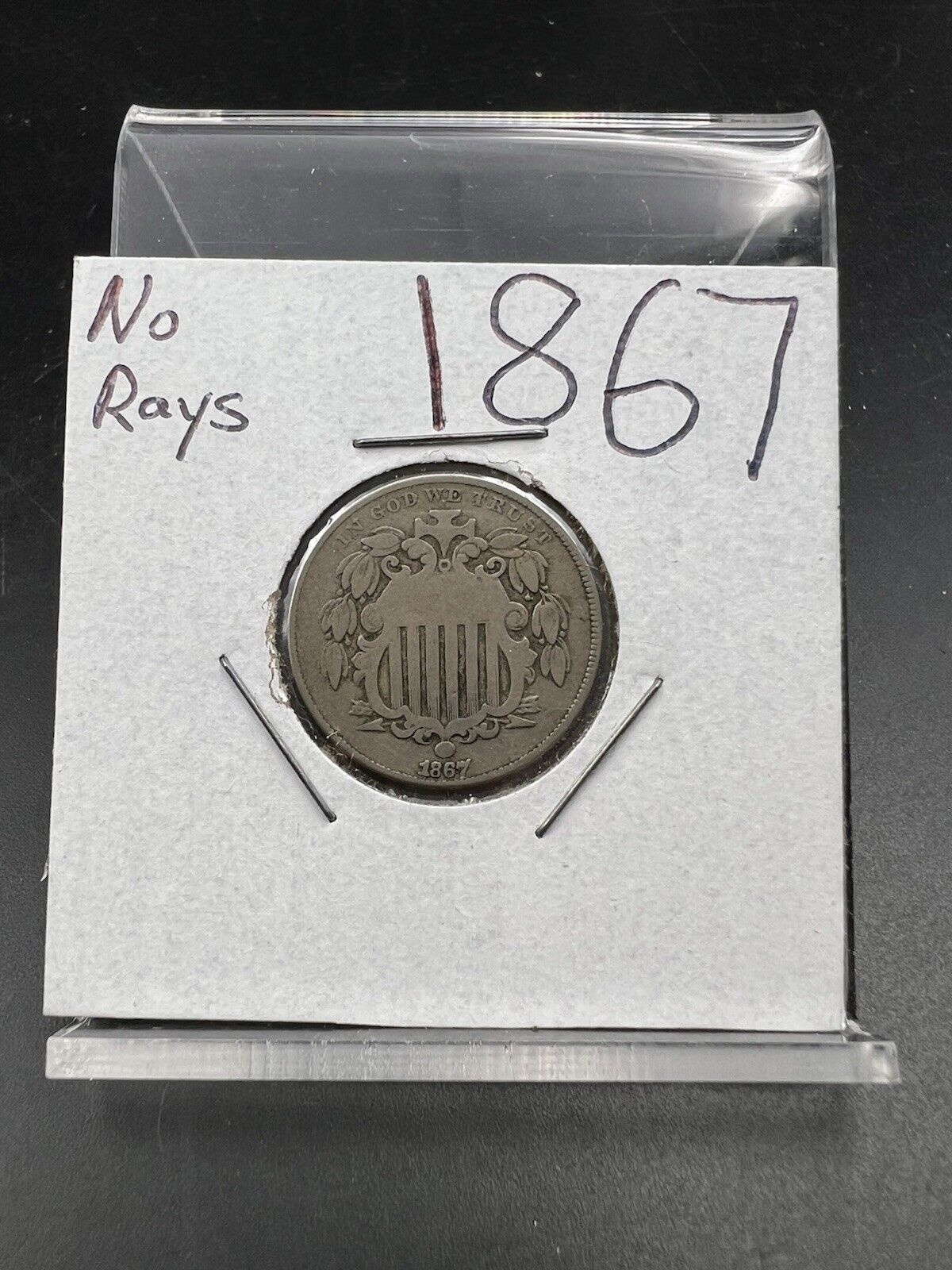 1867 5c No Rays Shield Nickel Coin Choice Fine Circ