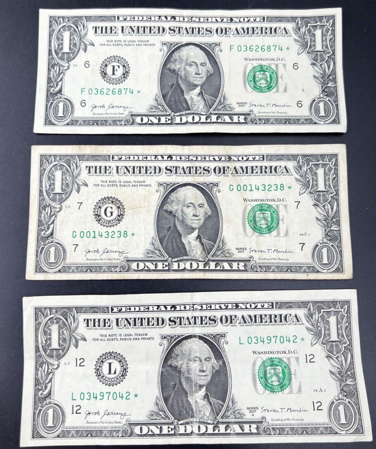Lot of 3 2017 * Star FRN Federal Reserve Notes Circulated Conditions #042
