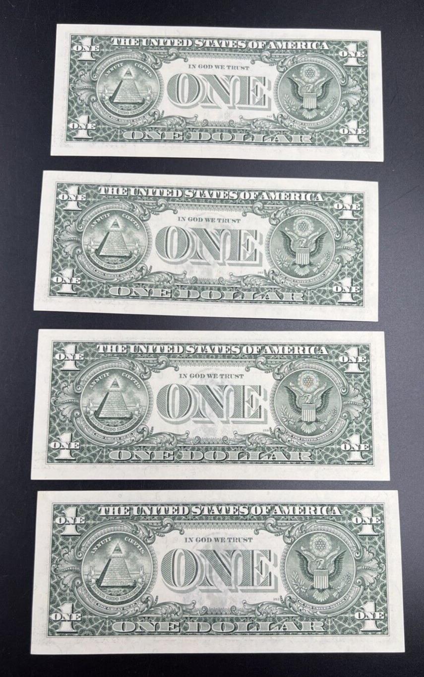 4 Consecutive * Star 1999 FRN $1 One Dollar Federal Reserve Note UNC Details #32
