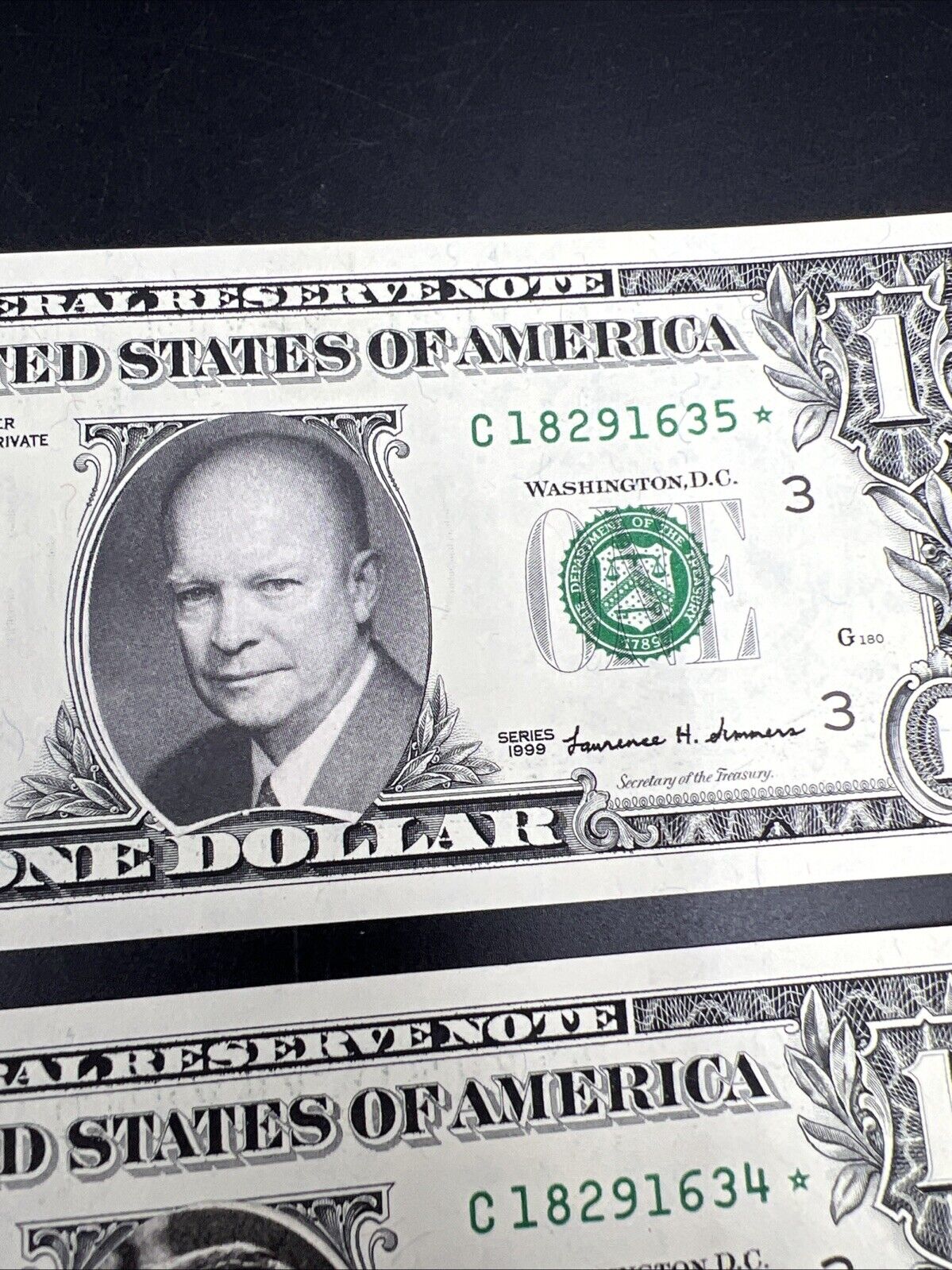 4 Consecutive * Star 1999 FRN $1 One Dollar Federal Reserve Note UNC Details #32