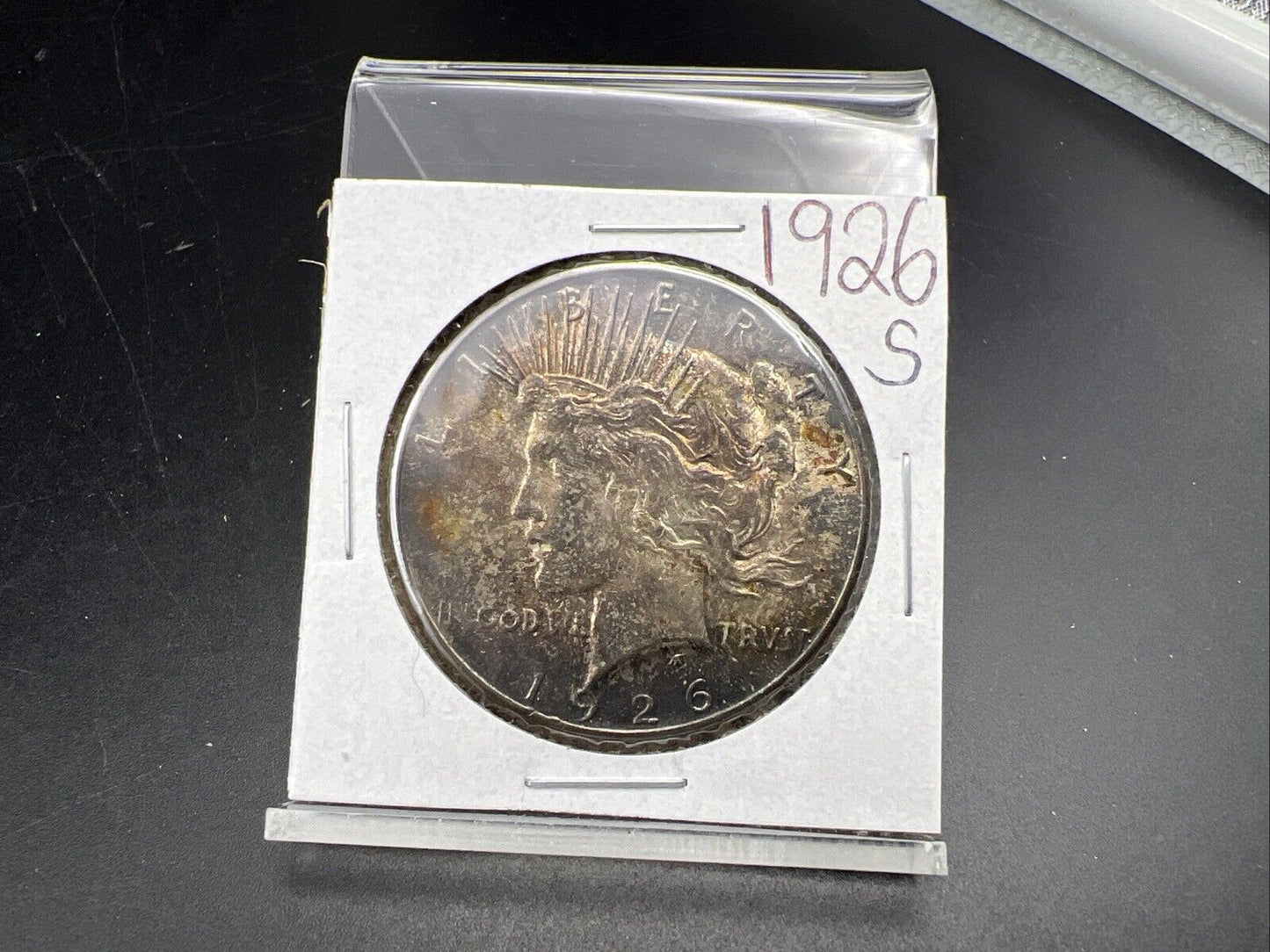 1926 S $1 Peace Silver Dollar Coin Choice XF EF / AU Neat Toning Toner