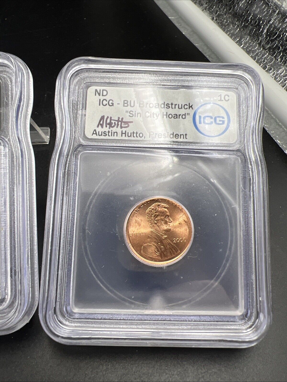 2 Consecutive Serial # 2000 Lincoln Memorial Cent 1c Broadstrike Error ICG BU