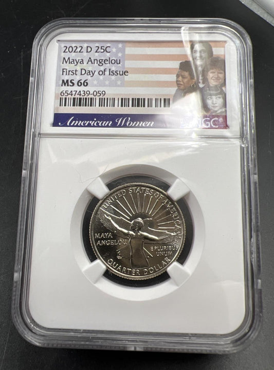 2022 D 25c Maya Angelou Women's Quarter Coin NGC MS66 Gem BU Certified