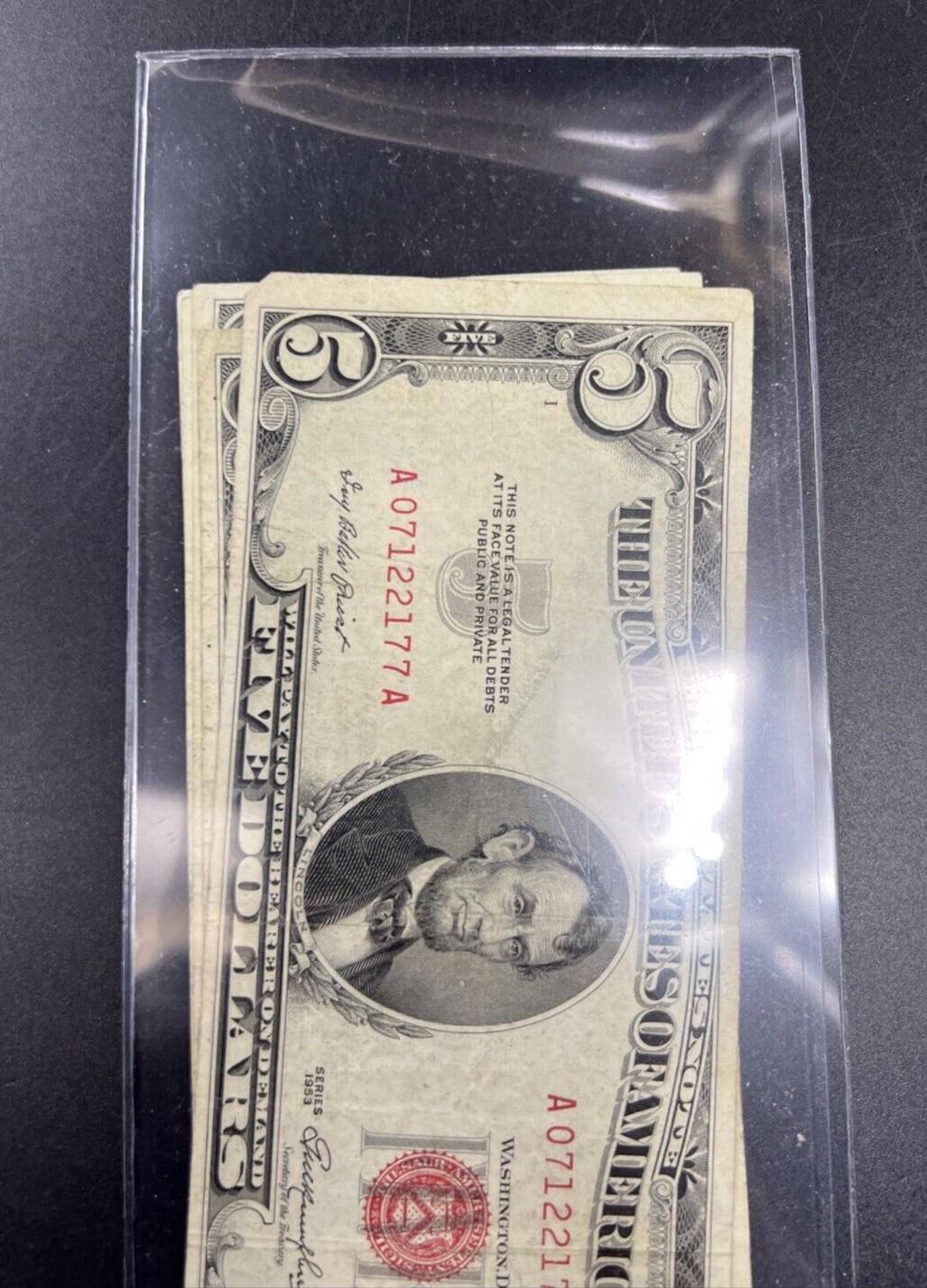 Lot of 5 1963 $5 Five Dollar Legal Tender Note Bills VG / Fine Circ #177
