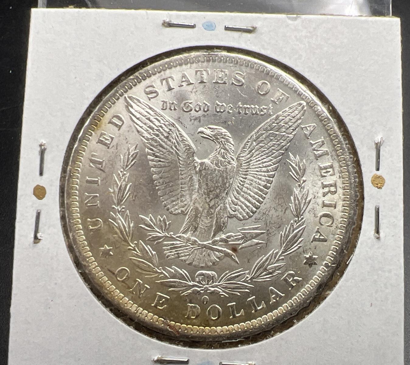 1884 O $1 Morgan silver Dollar Coin Choice AU About UNC Neat Toning Toner