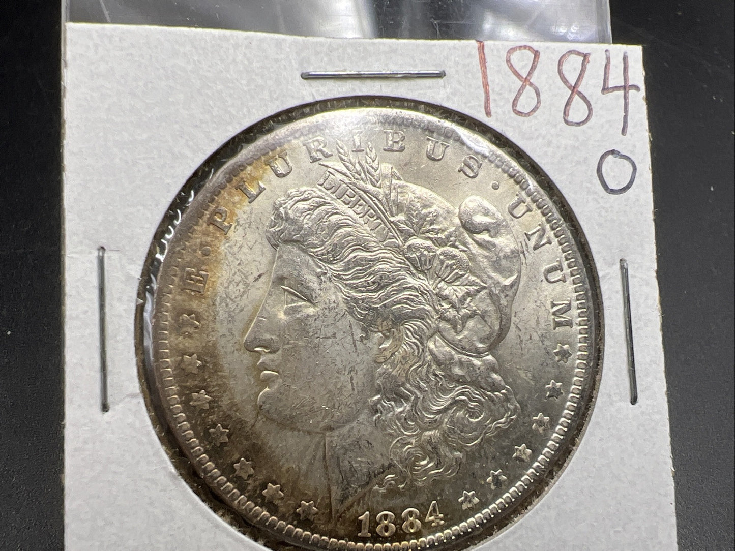 1884 O $1 Morgan silver Dollar Coin Choice AU About UNC Neat Toning Toner