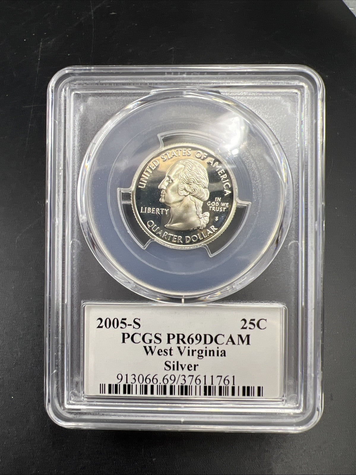 2005 S 25c Silver West Virginia Quarter Coin PCGS PR69 DCAM Flag Holder