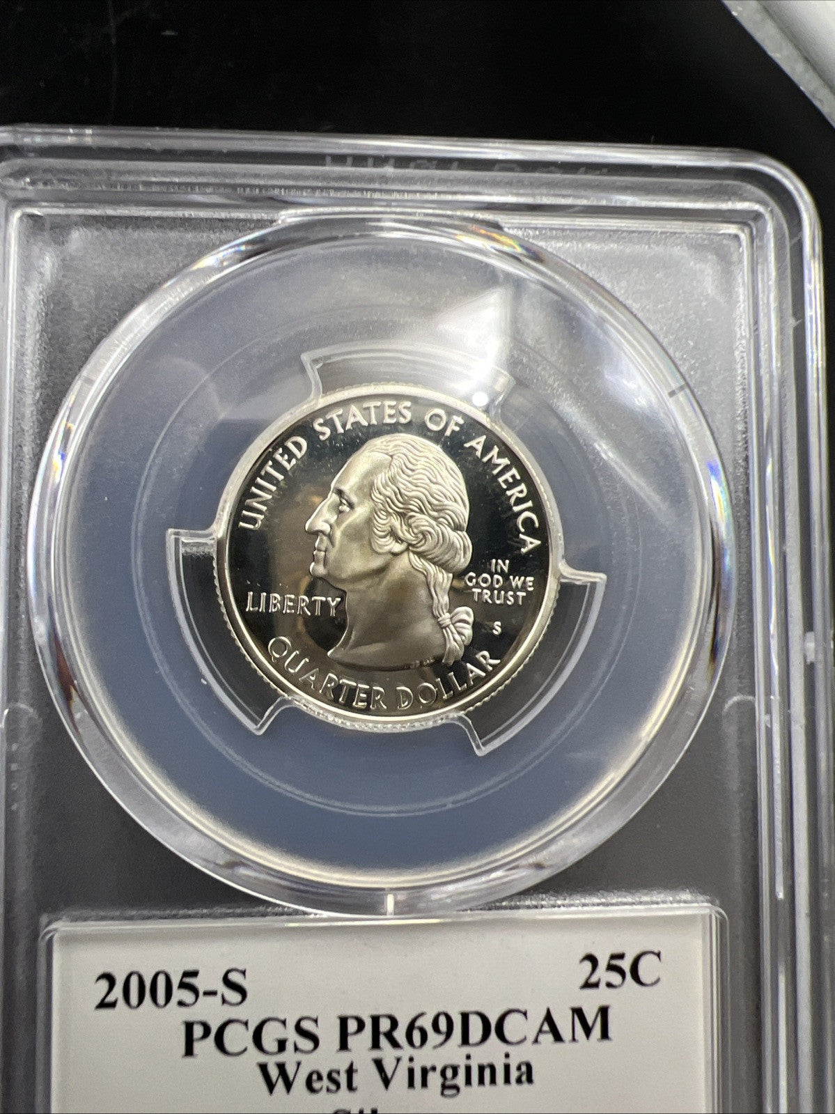 2005 S 25c Silver West Virginia Quarter Coin PCGS PR69 DCAM Flag Holder