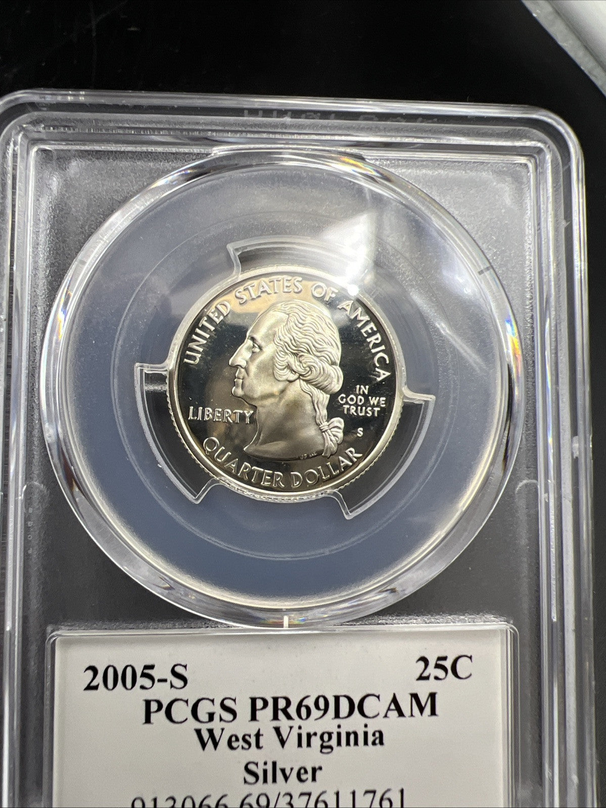 2005 S 25c Silver West Virginia Quarter Coin PCGS PR69 DCAM Flag Holder