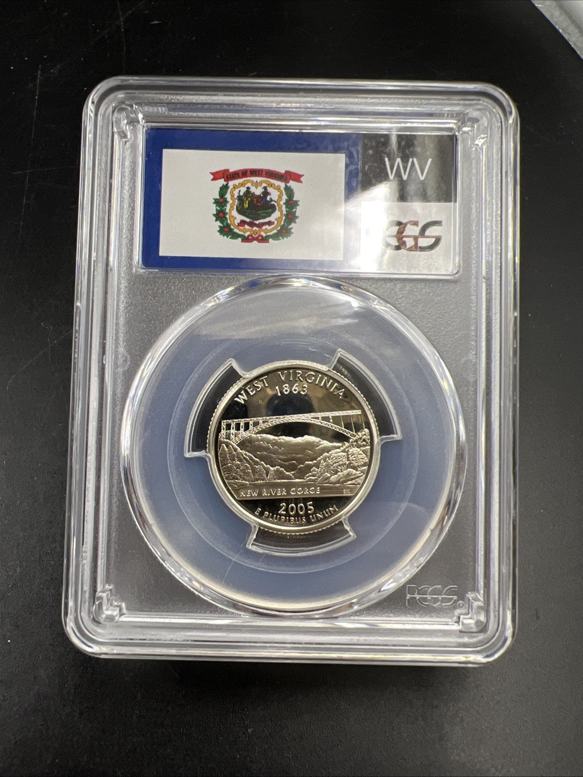 2005 S 25c Silver West Virginia Quarter Coin PCGS PR69 DCAM Flag Holder
