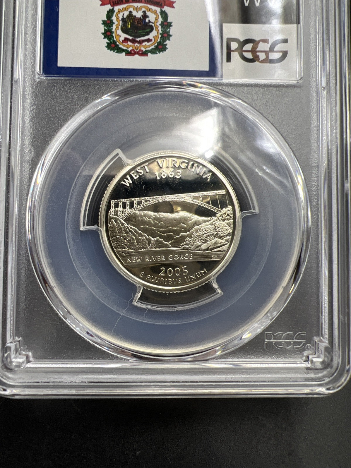 2005 S 25c Silver West Virginia Quarter Coin PCGS PR69 DCAM Flag Holder