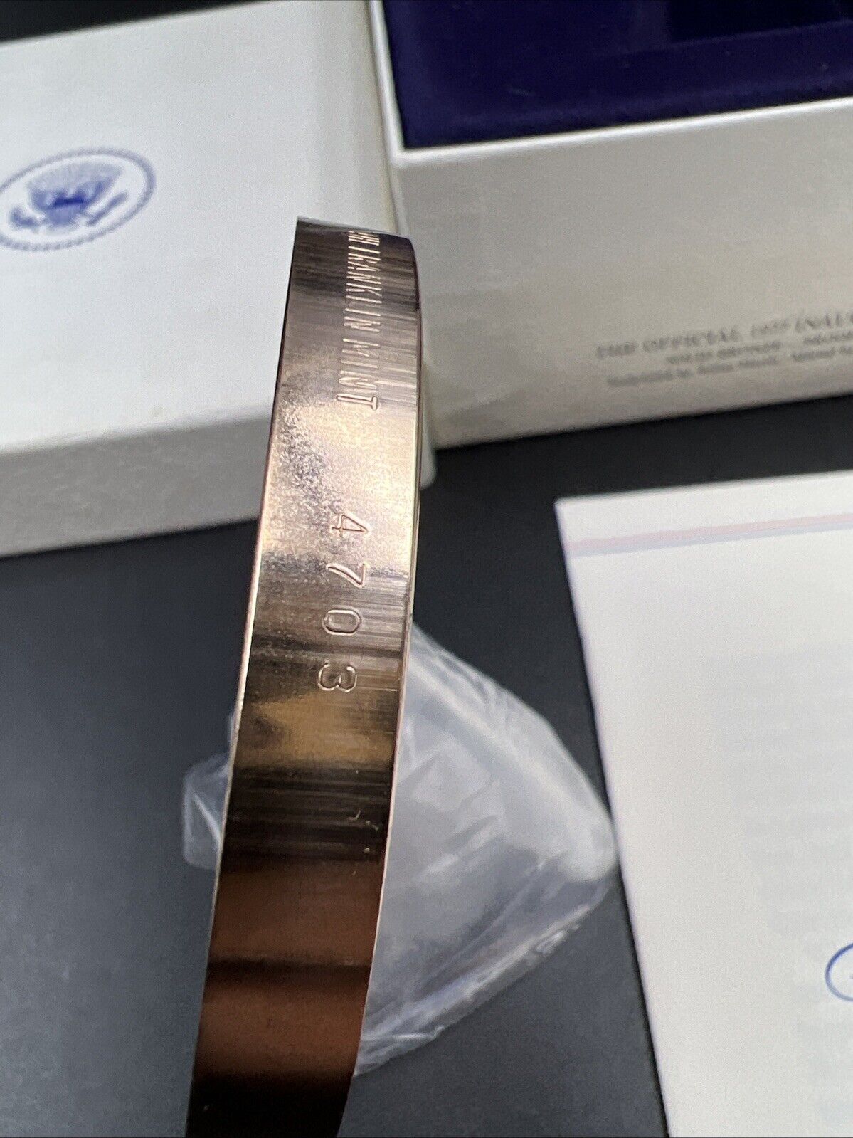 1977 Jimmy Carter Inau Proof Bronze Medal Franklin Mint with Box & Stand